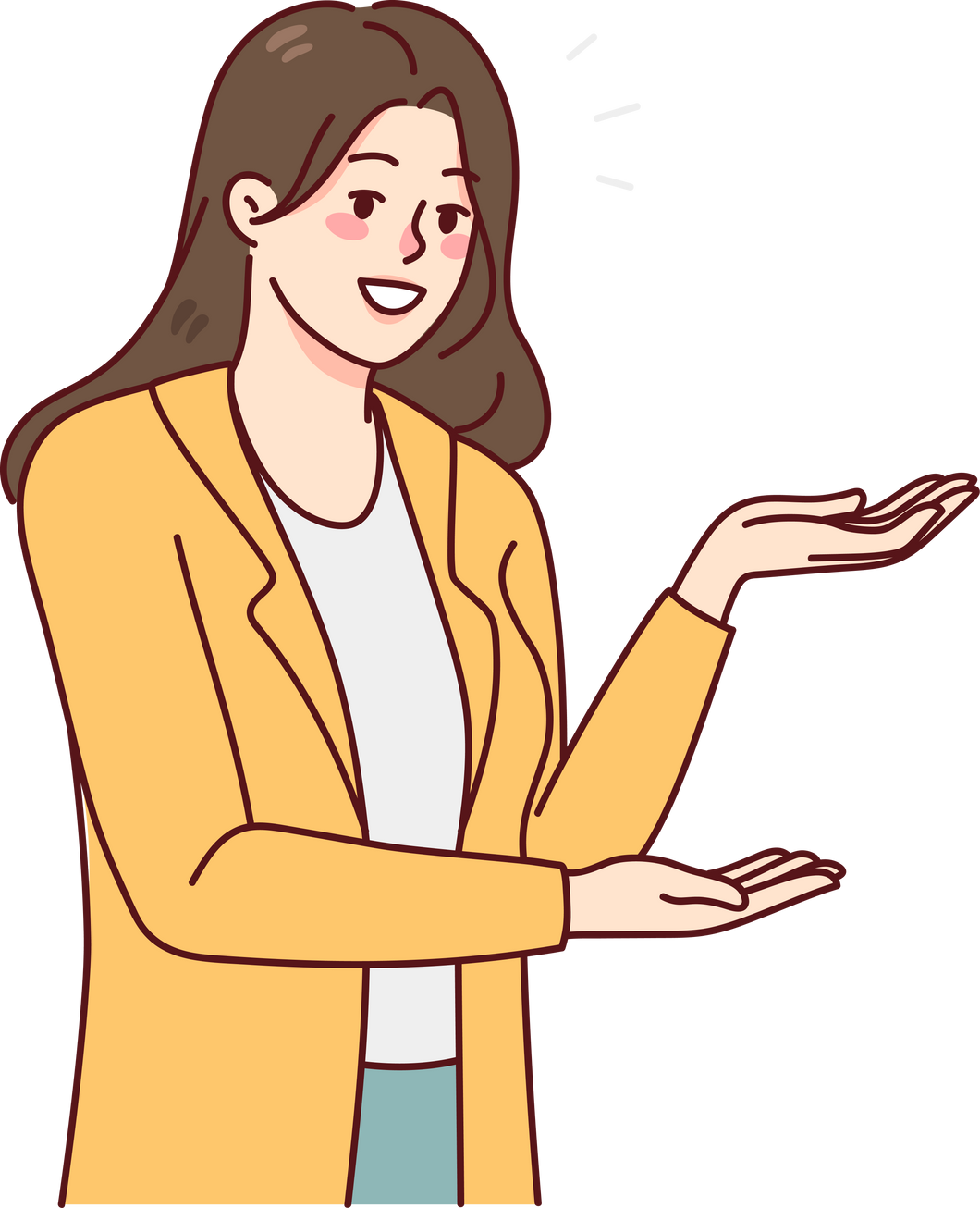 Young woman showing copy space